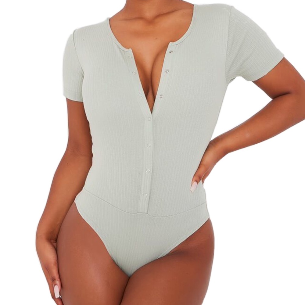 Sage cotton thick bodysuit